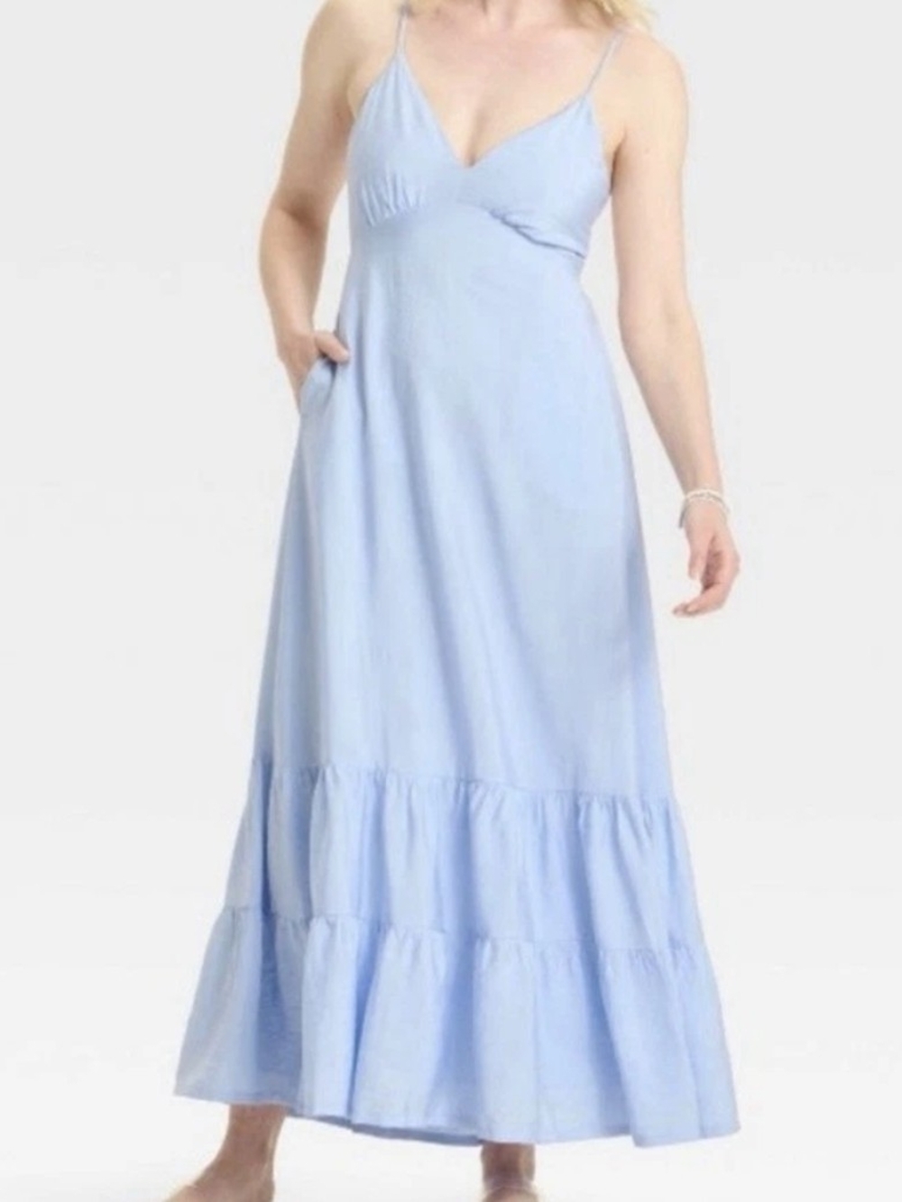 a new day Baby Blue Maxi Dress with Spaghetti Straps